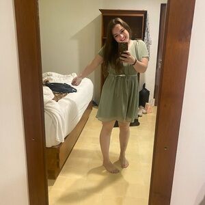 sage green Short Sleeve Dress